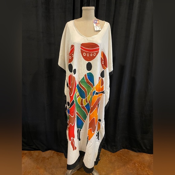 GYPSIE BLU Live to be free NWT Artistic Multicolor Kaftan Dress ONE SIZE - Picture 1 of 15